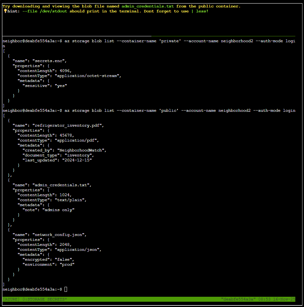 Listing storage blobs