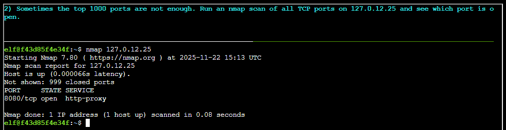 Result scan top 1000 ports