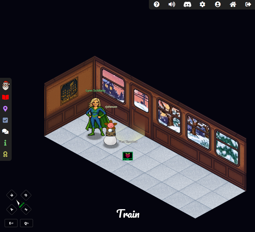 Talking to Lynn Schifano on the train