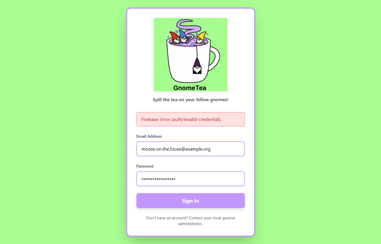 Firebase error message