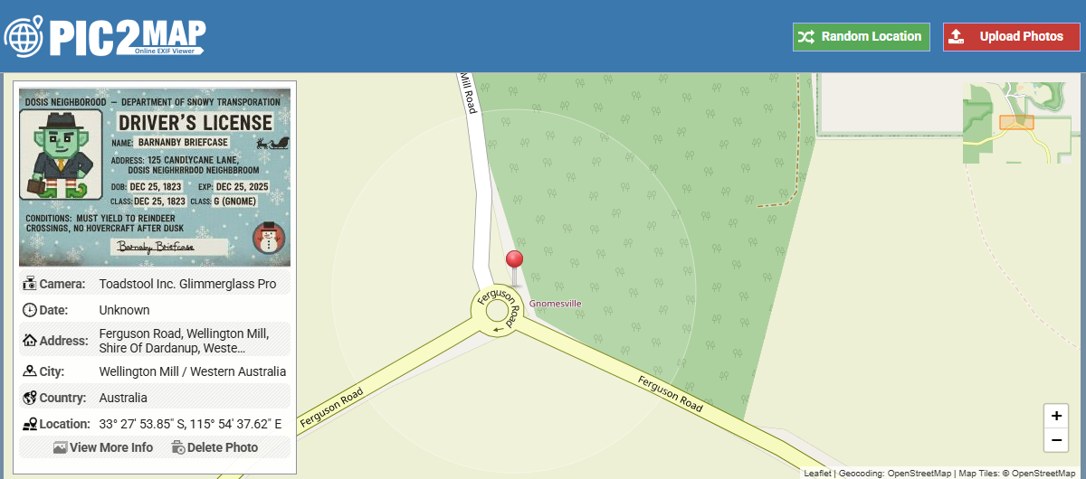 GPS cordinates from drivers licence